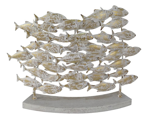 Deco Escultura Pescado Metal Beige