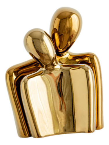 Estatua Abstracta De Pareja Abrazándose, Escultura De Oro