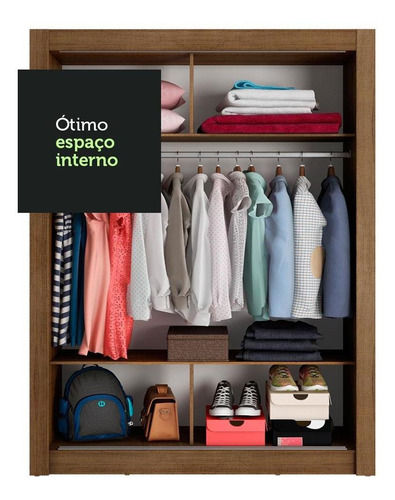 Guarda-roupa Infantil Madesa Enzo 2 Portas Com Espelho Cor Rustic/Branco