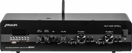 comprar Amplificador Receiver Som Ambiente Frahm Slim 4100 Optical Cor Preto