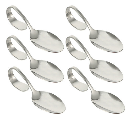 6pcs Colheres De Servir Aperitivo Colher De Alça Curva Inoxi