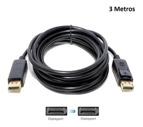 Cabo Dp Displayport X Displayport Macho 4k V1.2 - 3 Metros