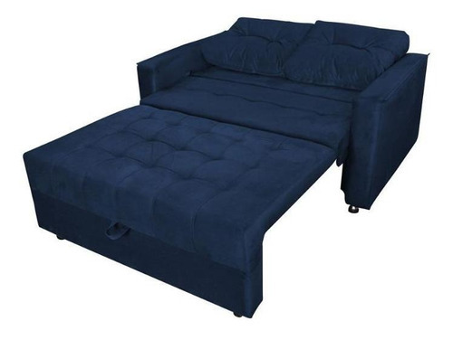 Sofá Cama Casal Reclinável Drika - Veludo Azul Marinho Cor Azul-marinho
