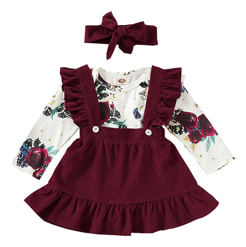 Mameluco Floral De Manga Larga Y Cómoda Para Niñas