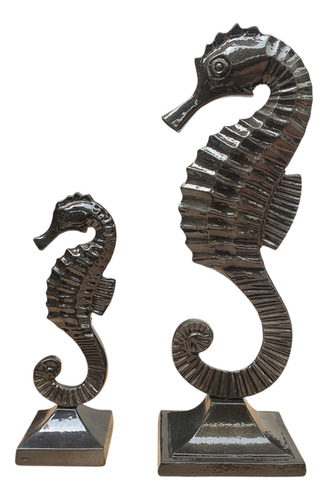 Figura Caballito De Mar Decorativo Negro 29cm Y 19cm