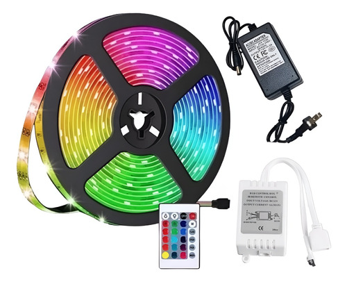 Cinta Tira Luces Led 5050 Rgb 5mts Control Remoto Multicolor