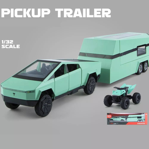 Tesla Cybertruck Remolque Caravana Kit Miniatura Metal Coche