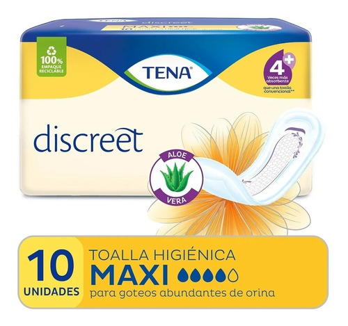  Tena Discreet Maxi Mujer X 30 (3 Paquetes De 10 Unidades) +