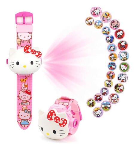 Reloj Digital Y Proyector Hello Kitty Para Niñas