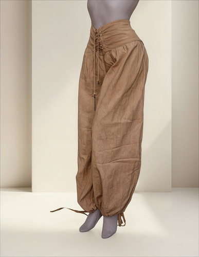 Pantalon De Lienzo Con Caderin Piernas Anchas