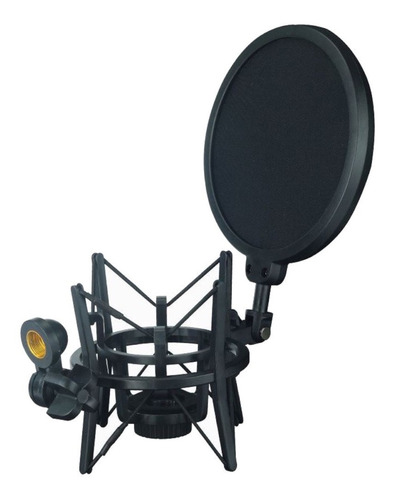 Shockmount Grande Con Antipop Para Microfono Condenser