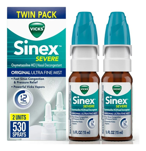 Vick Sinex Severe Descongestión Nasal Twin Pack Importado