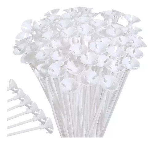 Porta Globo Paquete Con 200 Copas Y 200 Varas De 40cm Popote Color Blanco