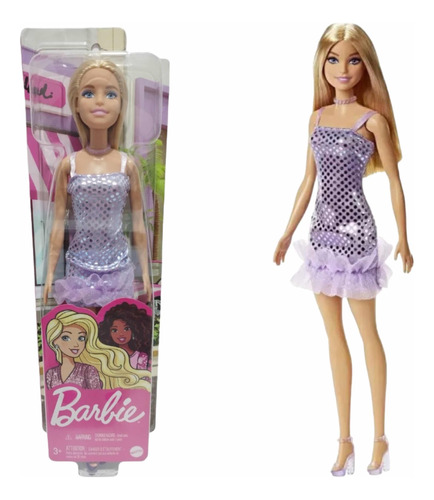 Boneca Barbie Glitter Loira Fashion Articulada Mattel