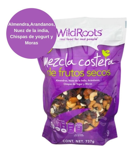 Wild Roots Mezcla De Frutos Secos Arándanos, Almendras 737 G