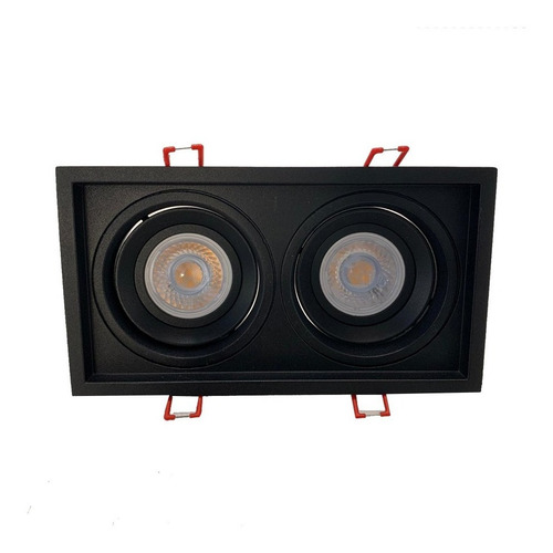 Spot Embutir Duplo Recuado Dicróica Interlight Il4717 Estrutura Preto 127/220v