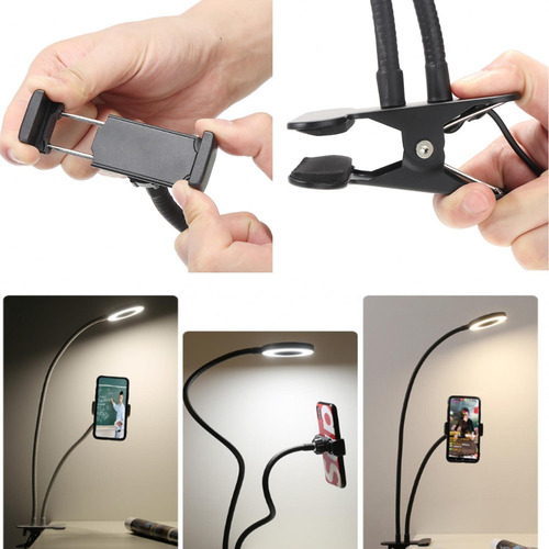 Imagen 2 de 8 de Lámpara Escritorio Aro Luz Fotografia Led Selfie Tiktok 2en1