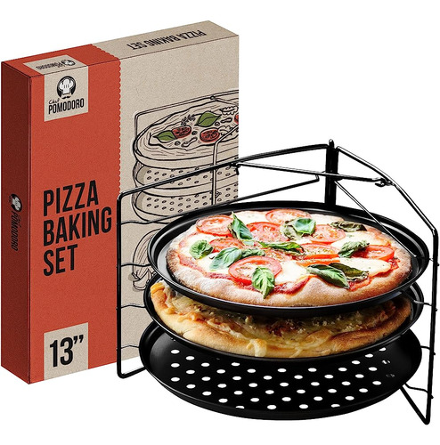 ~? Chef Pomodoro Pizza Baking Set Con 3 Sartenes Para Pizza 