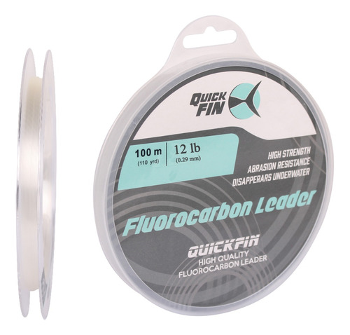 Lider Leader Fluorocarbono Quickfin, 100 M, 12 Lb, Invisible