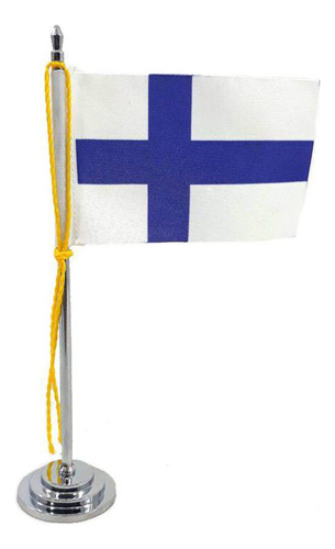 Mini Bandeira De Mesa Da Finlândia 15 Cm Poliéster