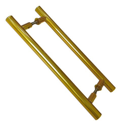 Puxador Duplo Alumínio Tubular 60cm Porta Pivotante Dourado