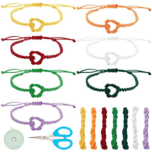 Freebloss Kit De Pulseras De Macramé De Corazón Creativo, Pu