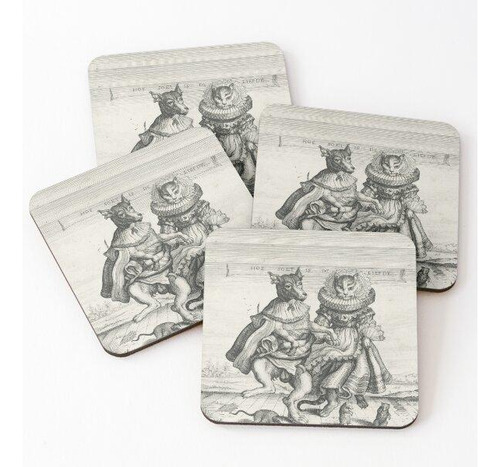 Set Posavasos Perro Y Gato Bailarines, Adriaen Matham Calida