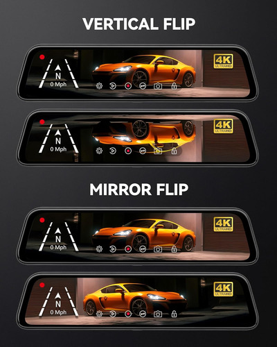 Wolfbox G840s 12 4k Mirror Dash Cam Backup Camera, 2160p...