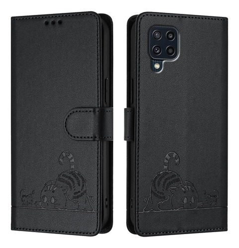Funda Tipo Cartera Con Estampado De Gato Para M32 4g/m22