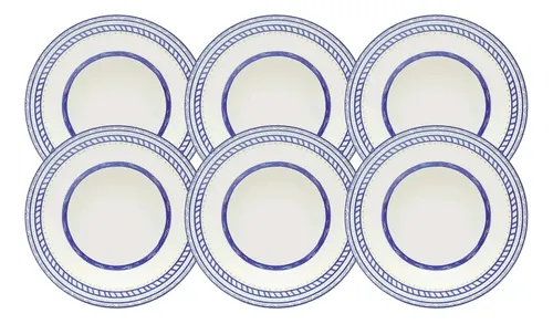 Jogo De Pratos Fundos Sopa Kit 6 21cm Cerâmica Grano