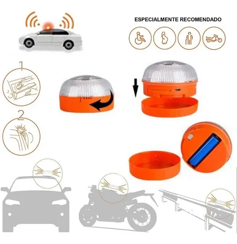 Luz De Emergencia Para Coche V16, Recargable Por Usb, Baliza