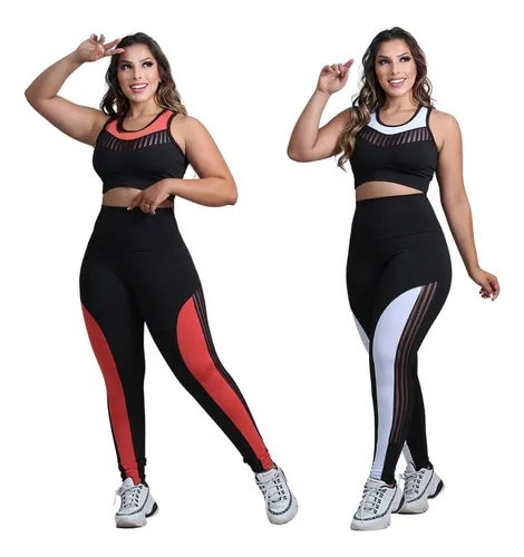 Kit 2 Roupas De Academia Feminina Top Com Calça Roupa Treino