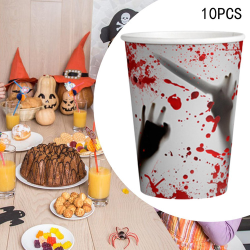 6 X 10 Vasos De Papel Desechables Para Fiestas De Halloween,