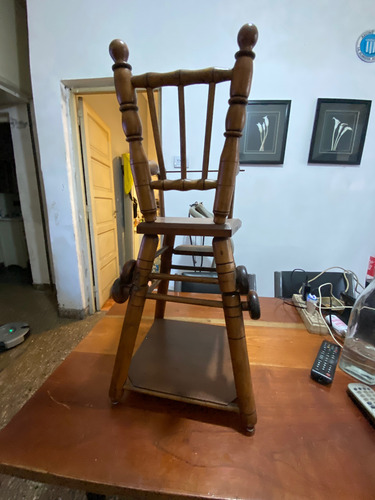 Silla De Comer Bebe Antigua Dos Posiciones Madera Silla De Comer Marrón (Usado)