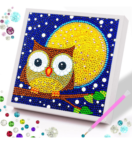 Tiny Fun Pintura Diamante 5d Para Niño Buho Lunar Kits Ate 6