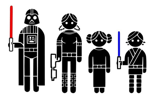 Sticker Vinil Adhesivo Carro Familia Star Wars 1-4 Integrant