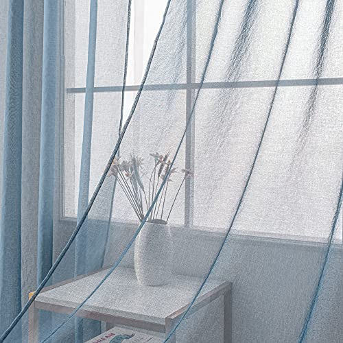 Cortinas Traslúcidas Azul Polvoriento 45 Para Cocina, 2 Pane