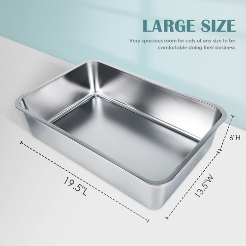 Caja De Arena Para Gatos De Acero Inoxidable Ikitchen, Tamañ