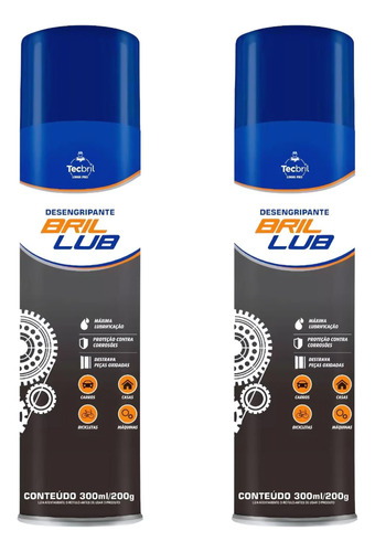 Kit 2 Desengripante Lubrificante Spray 300ml -tecbril