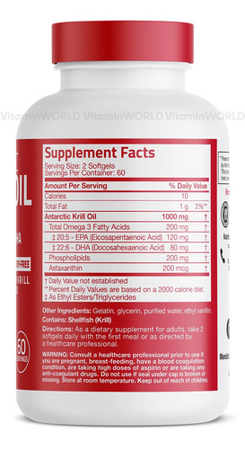 Bronson Aceite Krill Antártico 1000mg Omega-3 Epa Dha 120 Sg