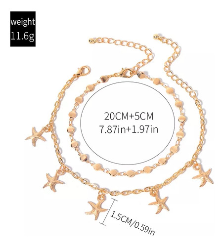 Set 2 Pulseras Tobillera Tropical Estrella Playa