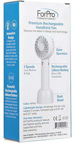Ventilador De Mano Recargable Forpro Premium, Escritorio Usb