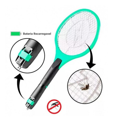 Raquete Mosquitos Elétrica Bivolt Pernilongos Mosquitos Bom