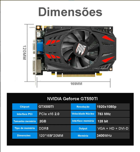 Placa De Vídeo Nvidia Geforce Gtx 550ti 2gb Ddr5 128bits