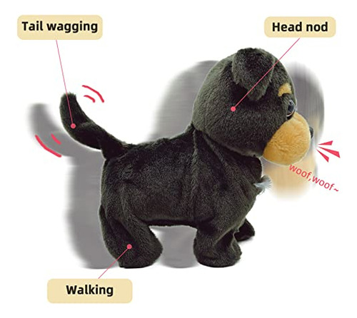 Yh Yuhung Black Walking And Barking Puppy Dog Stuffed Animat