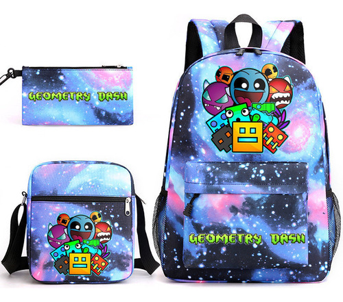 Mochila Escolar Geometry Dash Geometry Sprint De Tres Piezas