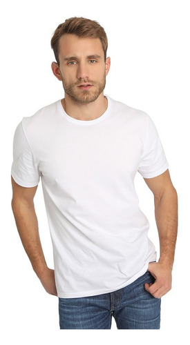 Remera Hombre Algodón Blanca Lisa Briganti Redondo Hxim09525