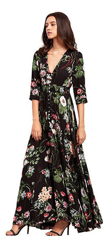 Maxi Vestido Largo Mujer Casual Estampado Moda Floral