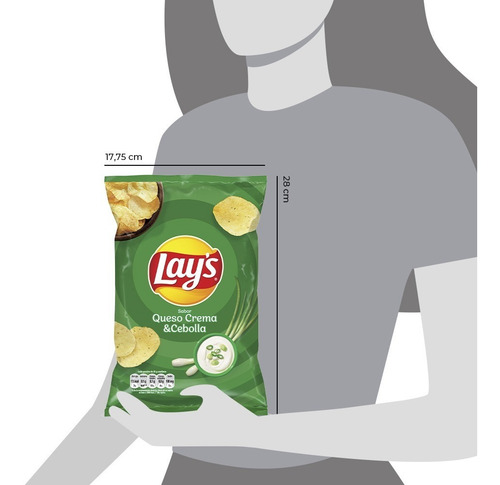 Imagen 2 de 3 de Papas Fritas Lays Sabor Queso Crema Y Cebolla X85 Gr Picadas