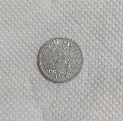 Moneda Francia Regimen Vichy Petain 1943 2 Francos W W I I